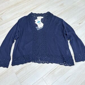 NWT Norton Navy Blue Ramie Blend Cardigan – XL, Brand New